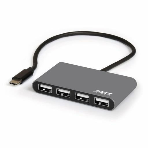 Port USB Type-C to 4 x USB2.0 480Mbs 4 Port Hub - Black-1