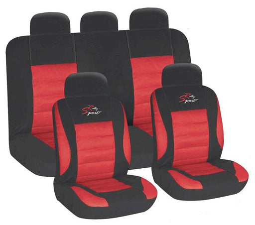 Seat Covers 9 Piece Red Racing Sport