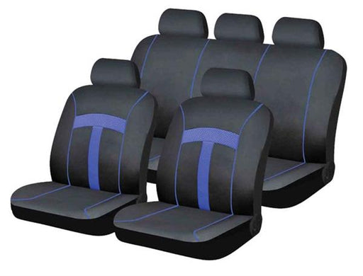 Seat Cover 9Pc Blue T-Style