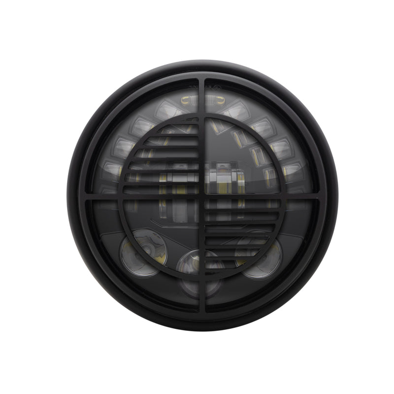 7.7" Matt Black LED Headlight -  Integrated Amber Turn Signals & BMW Grill