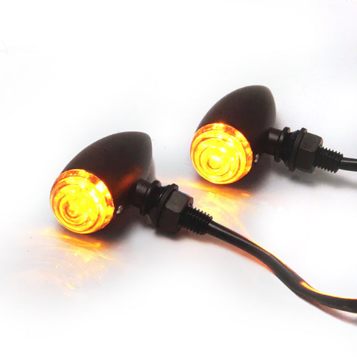Max-Inc Matte Black Aluminium Classic Bullet LED Turn Signals / Indicators - Smoked Lens