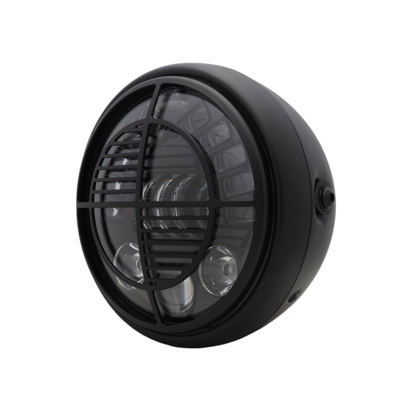 7.7" Matt Black LED Headlight -  Integrated Amber Turn Signals & BMW Grill