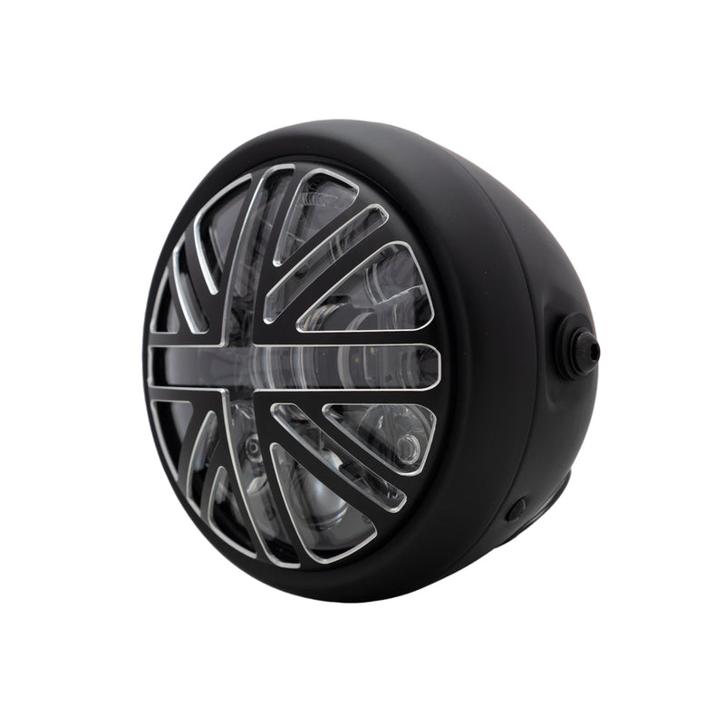 5.75" Matt Black LED Headlight & Union Jack Grill