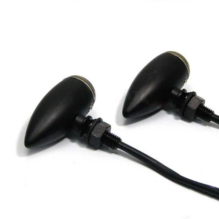 Max-Inc Matte Black Aluminium Classic Bullet LED Turn Signals / Indicators - Smoked Lens