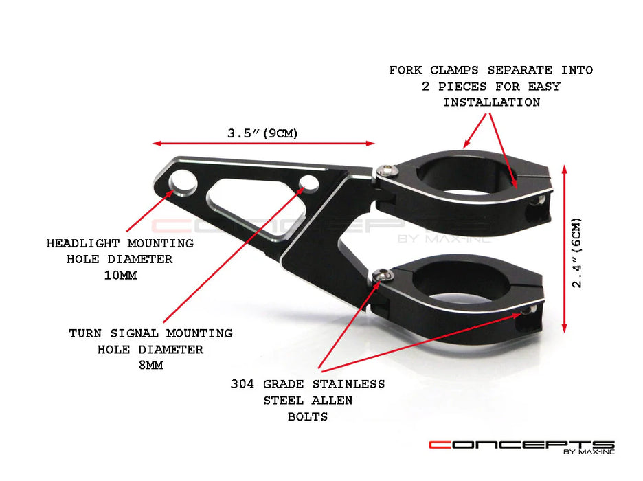 MAX Blade High Quality CNC Machined Headlight Brackets 38/39mm