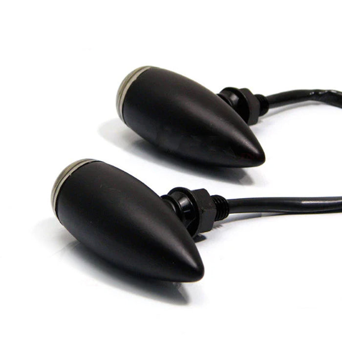 Max-Inc Matte Black Aluminium Classic Bullet LED Turn Signals / Indicators - Smoked Lens