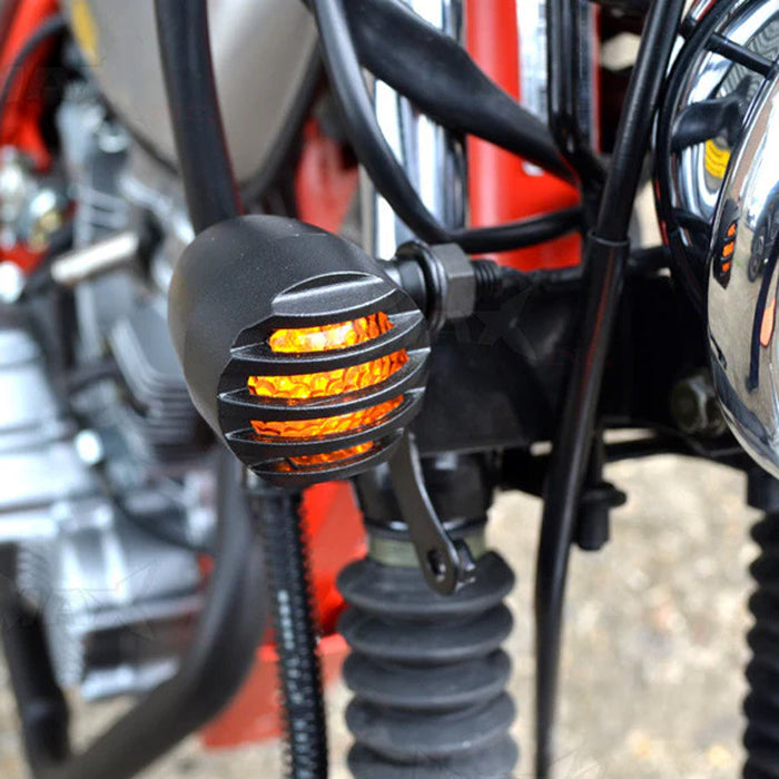 Max-Inc Matte Black Aluminium Prison Bar LED Turn Signals / Indicators - Smoked Lens