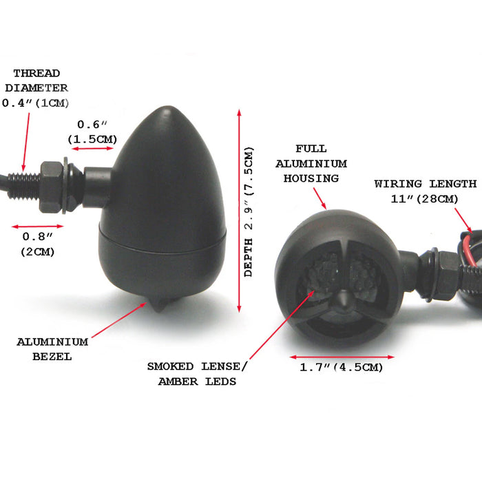 Max-Inc Black Alloy LED Custom HD Turn Signals / Indicators - Smoked Lense
