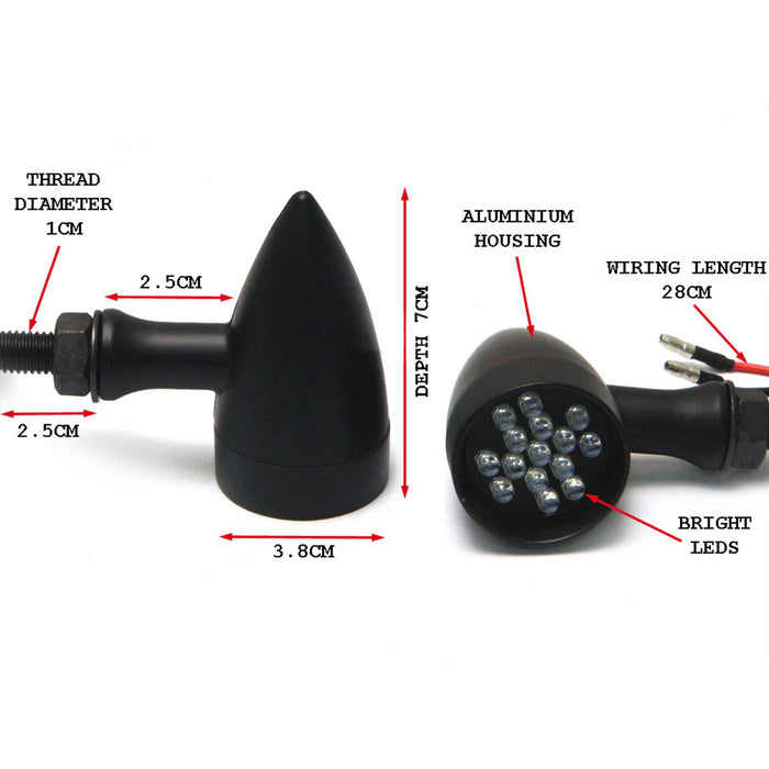 Max-Inc Black Alloy Classic LED Turn Signals / Indicators