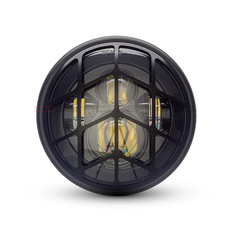 Max-Inc 7" Spyder Grill Design Black CNC Aluminium Headlight Guard Cover