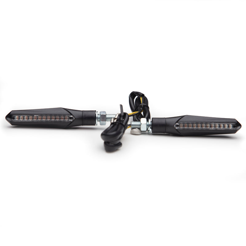 PIN Sequential LED Turn Signals/Indicators - Black - Clear Lens - 'E' Marked