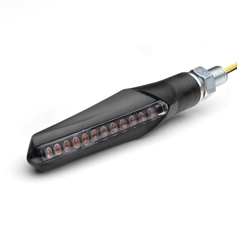 PIN Sequential LED Turn Signals/Indicators - Black - Clear Lens - 'E' Marked