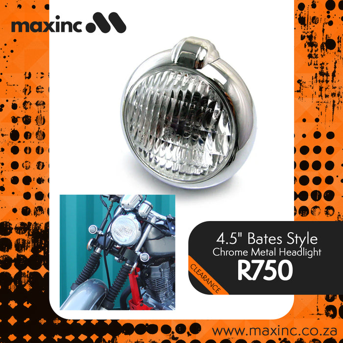 4.5" Bates Style Chrome Metal Headlight - 12v / 35w