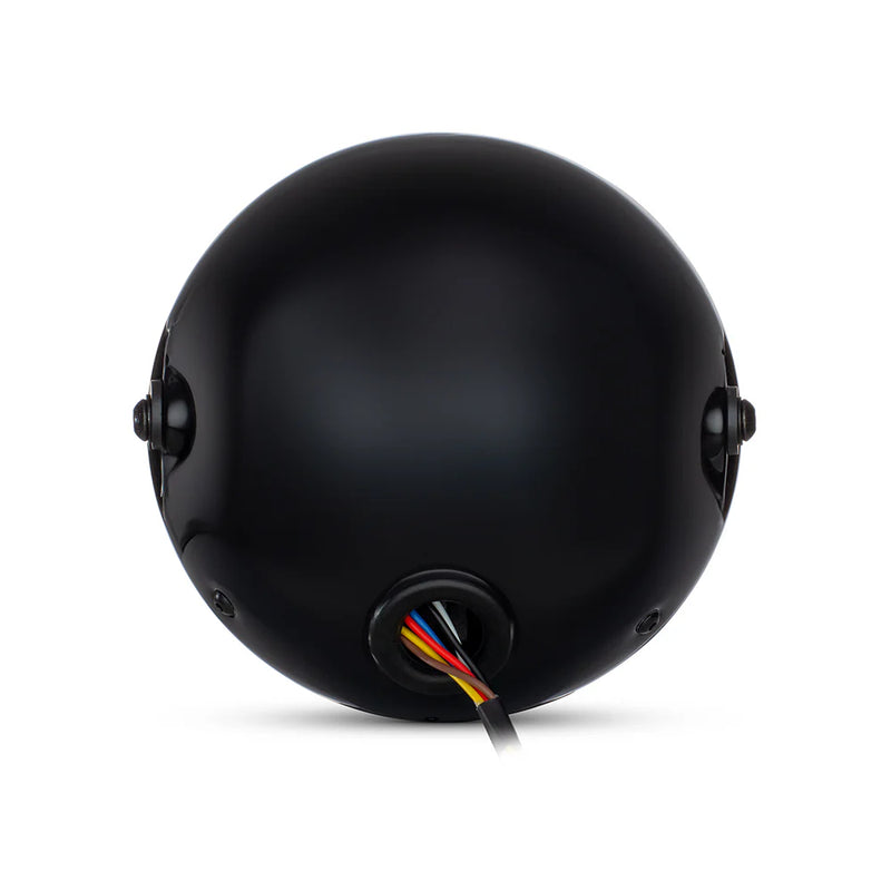 Max-Inc 7.7 Inch Gloss Black Short Metal LED Integrated Headlight w/ Half Moon Turn Signals