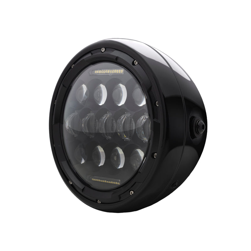 Max-Inc 7.7" Gloss Black Metal Multi Projector LED Headlight