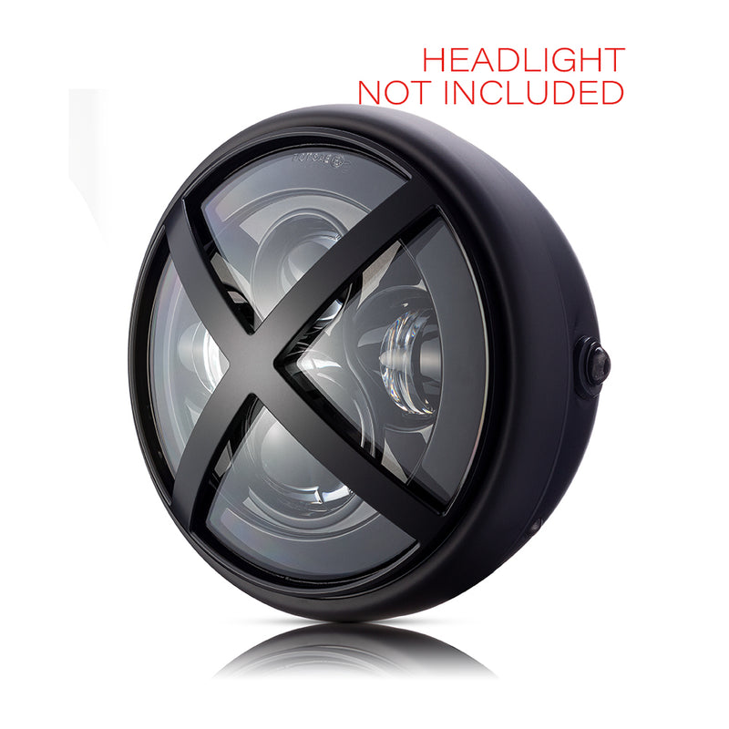 Max-Inc 7" X-Rally Grille Design Black CNC Aluminium Headlight Guard Cover