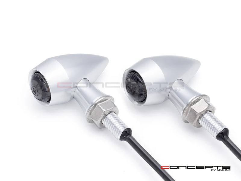 Max-Inc ARES Micro Raw CNC Billet Aluminum Integrated Rear LED Stop/Tail/Turn Signals - Raw + Clear Anodized