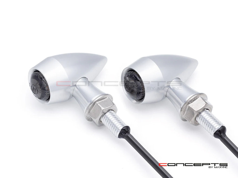 Max-Inc ARES Micro Raw CNC Billet Aluminum Integrated Rear LED Stop/Tail/Turn Signals - Raw + Clear Anodized