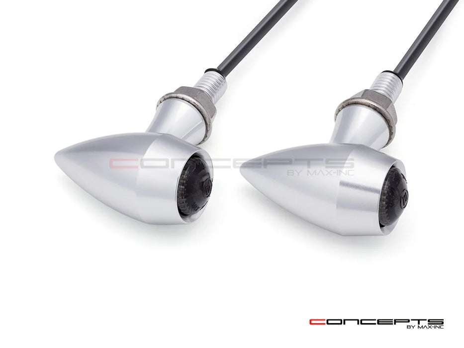 Max-Inc ARES Micro Raw CNC Billet Aluminum Integrated Rear LED Stop/Tail/Turn Signals - Raw + Clear Anodized