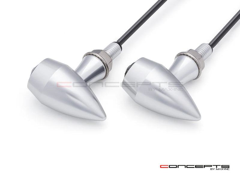 Max-Inc ARES Micro Raw CNC Billet Aluminum Integrated Rear LED Stop/Tail/Turn Signals - Raw + Clear Anodized