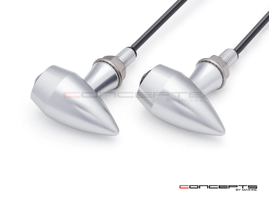 Max-Inc ARES Micro Raw CNC Billet Aluminum Integrated Rear LED Stop/Tail/Turn Signals - Raw + Clear Anodized