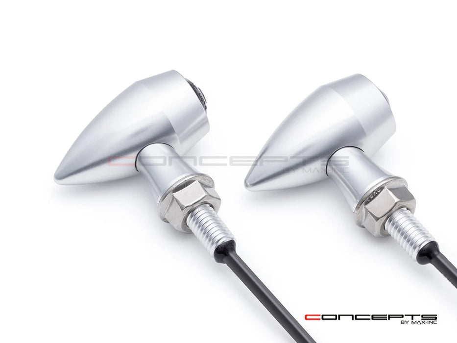 Max-Inc ARES Micro Raw CNC Billet Aluminum Integrated Rear LED Stop/Tail/Turn Signals - Raw + Clear Anodized