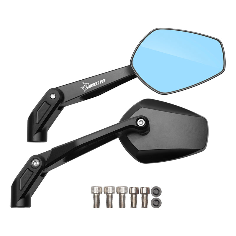 Desert Fox Pro Aluminium Folding Motorcycle Mirror Set - Universal
