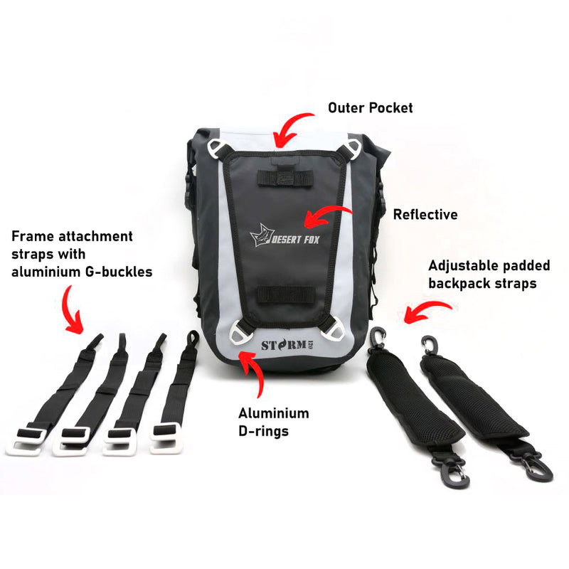 Desert Fox Storm 120 Waterproof Rear Tail Bag & Mini Backpack