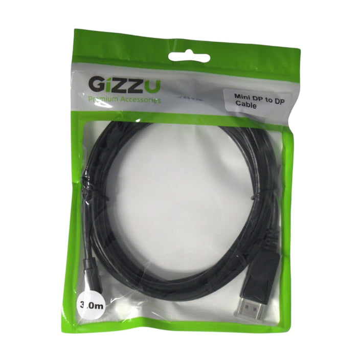 GIZZU Mini DP to DP 4k 30Hz|4k 60Hz 3m (Thunderbolt 2 compatible) Cable - Black-1