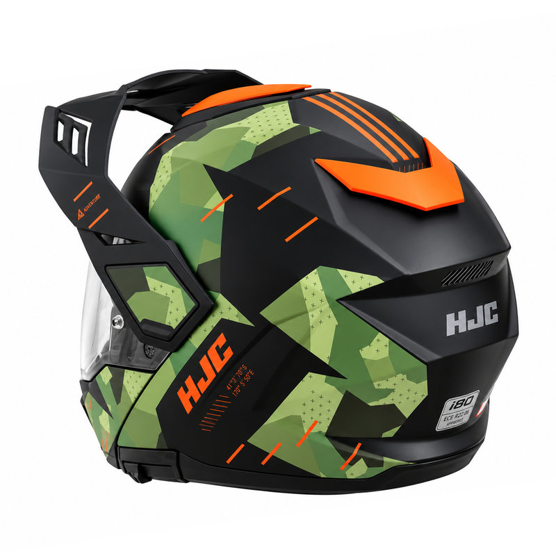 HJC I80 ROKI MC47SF Black/Green/Orange Modular Adventure Helmet