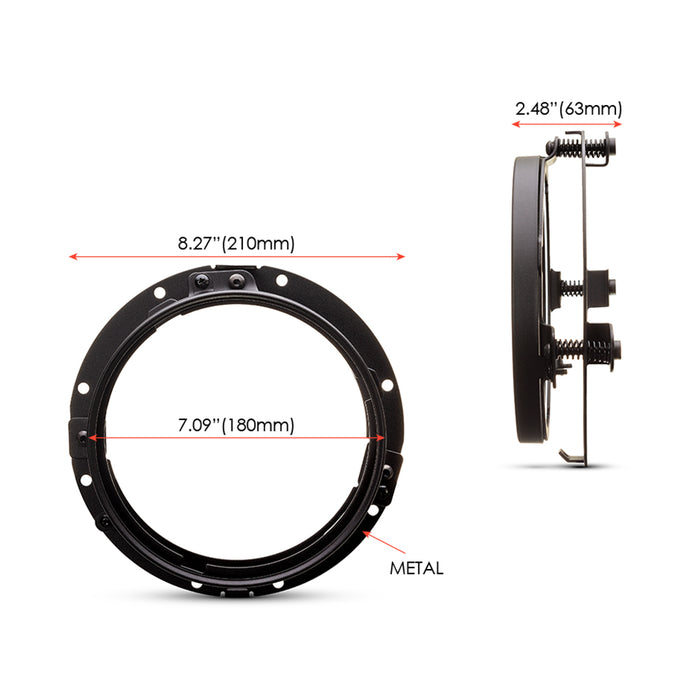 Max-Inc Black 7-Inch LED DayMaker Headlight Mounting Ring & Bracket for Harley Davidsons