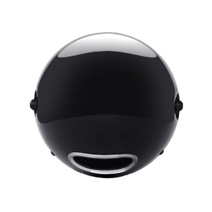 Max-Inc 7.7 Inch Gloss Black Metal LED Integrated Headlight w/ Half Moon Turn Signals