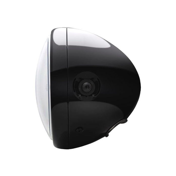 Max-Inc 7.7 Inch Gloss Black Metal LED Integrated Headlight w/ Half Moon Turn Signals