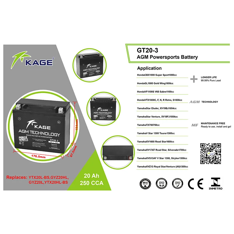 Kage Sealed Battery GT20-3  Maintenance Free Series