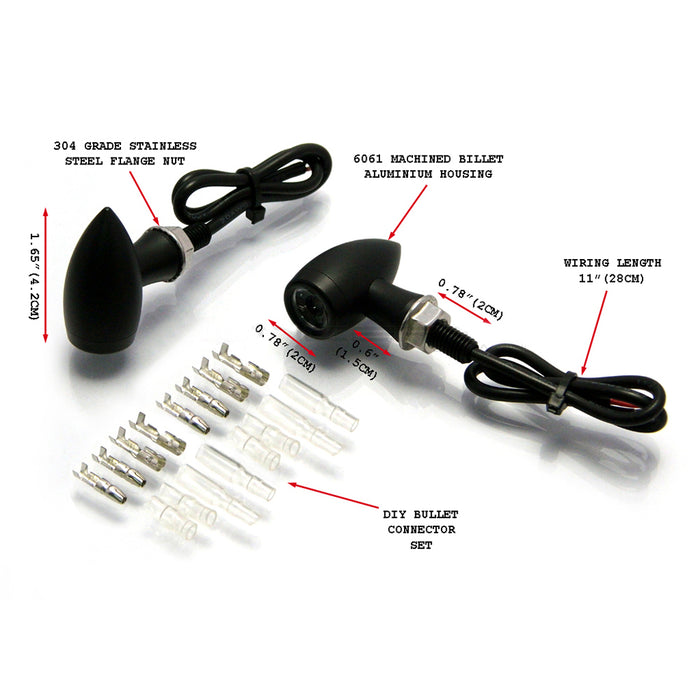 Max-Inc MAX Chubby Matte Black Machined Aluminium Micro LED Indicators / Turn Signals