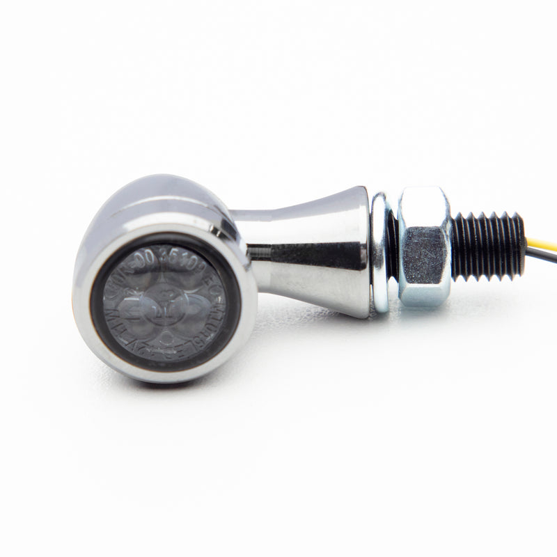 Micro Bullet LED Turn Signals/Indicators - Chrome - Smoke Lens - Cast Alloy