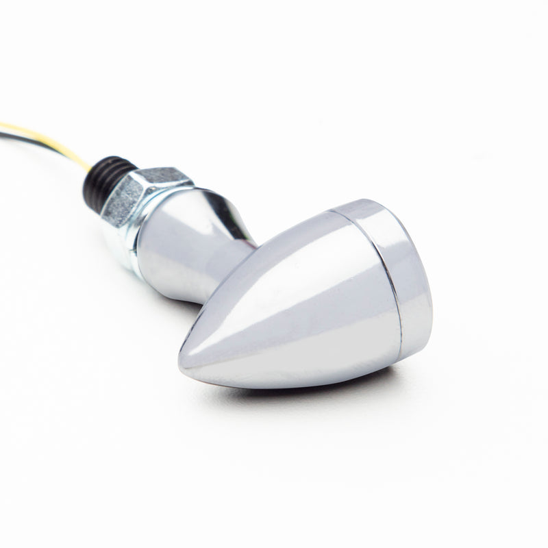 Micro Bullet LED Turn Signals/Indicators - Chrome - Smoke Lens - Cast Alloy