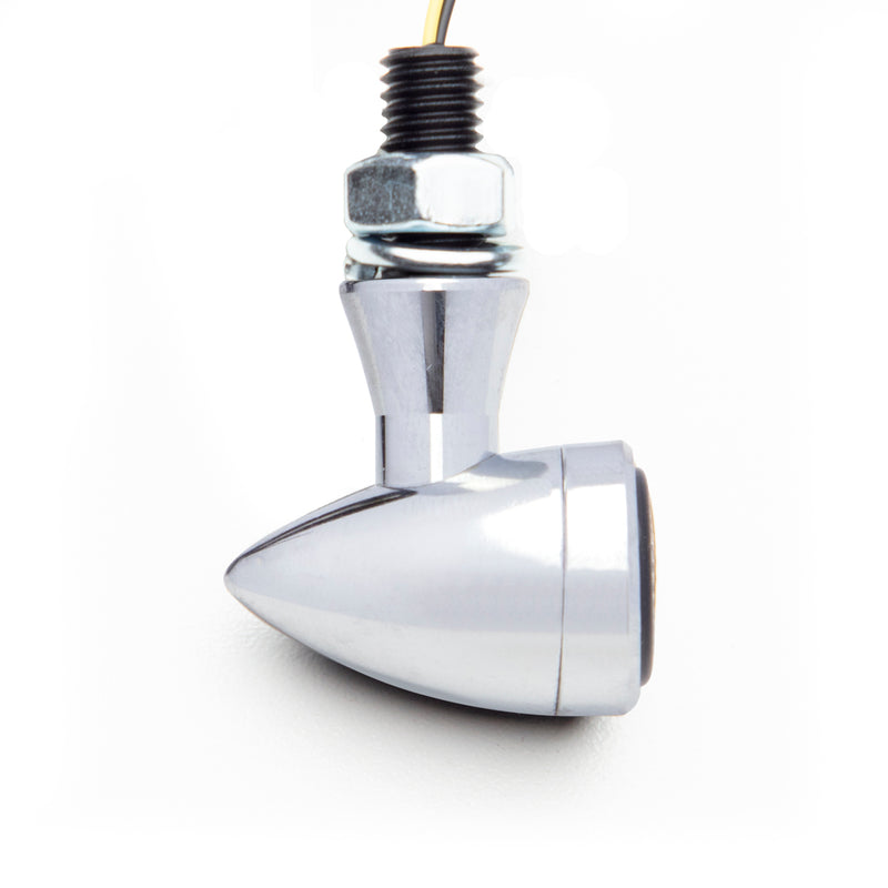 Micro Bullet LED Turn Signals/Indicators - Chrome - Smoke Lens - Cast Alloy