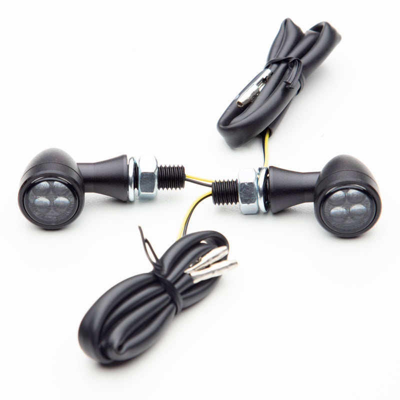 Micro Bullet LED Turn Signals/Indicators - Black - Smoke Lens - Cast Alloy