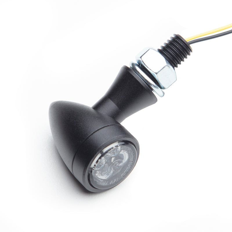 Micro Bullet LED Turn Signals/Indicators - Black - Smoke Lens - Cast Alloy