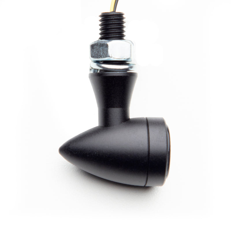 Micro Bullet LED Turn Signals/Indicators - Black - Smoke Lens - Cast Alloy