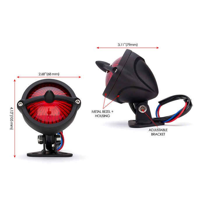 Max-Inc Matte Black Alloy Bobber LED Stop / Tail Light