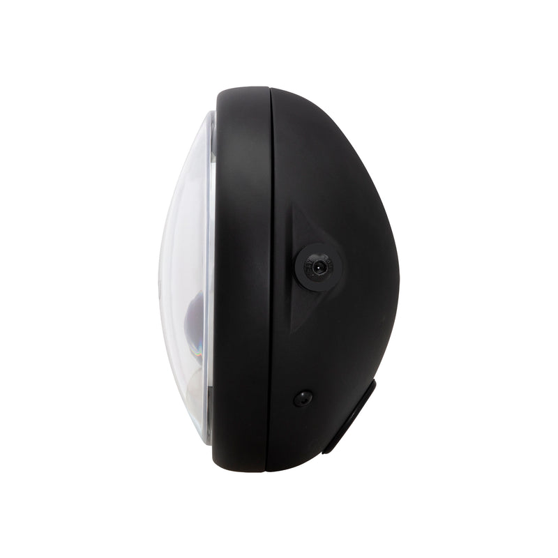 Max-Inc 7.7 Inch Matt Black Short Metal LED Integrated Headlight w/ Half Moon Turn Signals