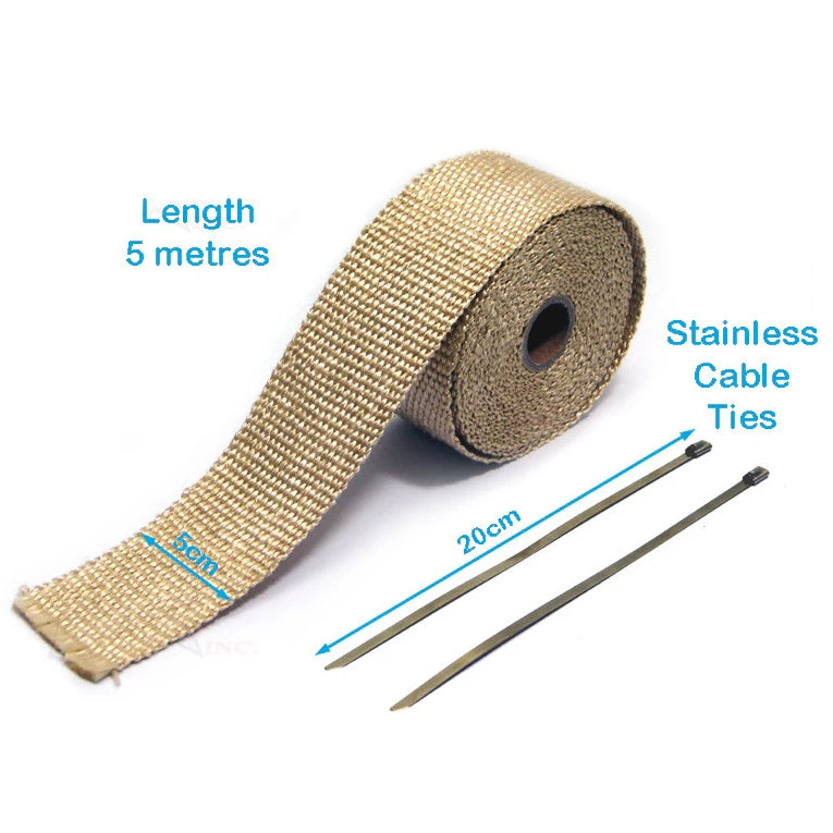 Max-Inc Titanium Fibreglass Exhaust Heat Wrap - 5 Metre Roll