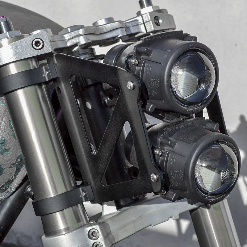 Max-Inc Max Dual Stacked Street-fighter Motorcycle Headlight DOT Adjustable Clamps