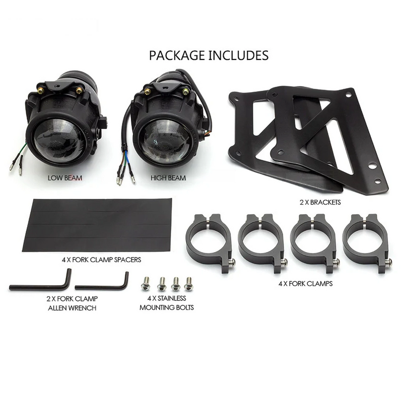 Max-Inc Max Dual Stacked Street-fighter Motorcycle Headlight DOT Adjustable Clamps