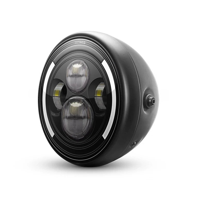 Max-Inc 7.7 Inch Matt Black Metal LED Integrated Headlight w/ Half Moon Turn Signals