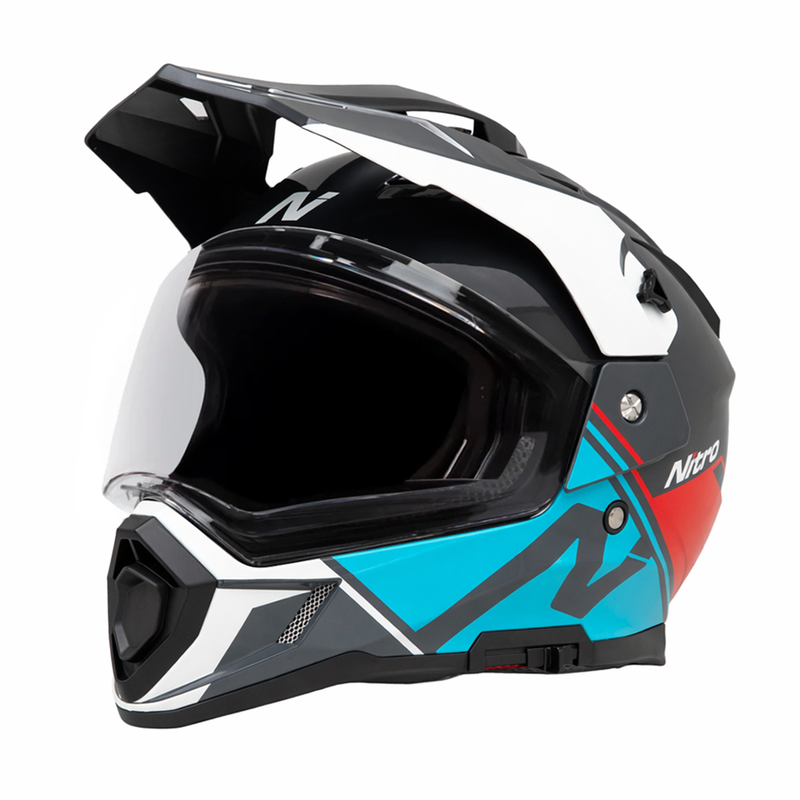 Nitro MX780 Podium Adventure Helmet Gun/Red/Light Blue