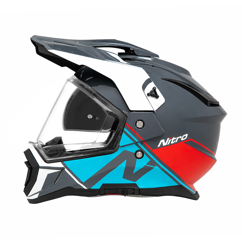 Nitro MX780 Podium Adventure Helmet Gun/Red/Light Blue