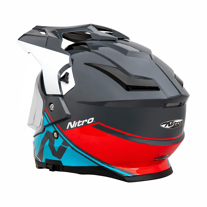Nitro MX780 Podium Adventure Helmet Gun/Red/Light Blue